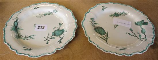 Pair creamware plates